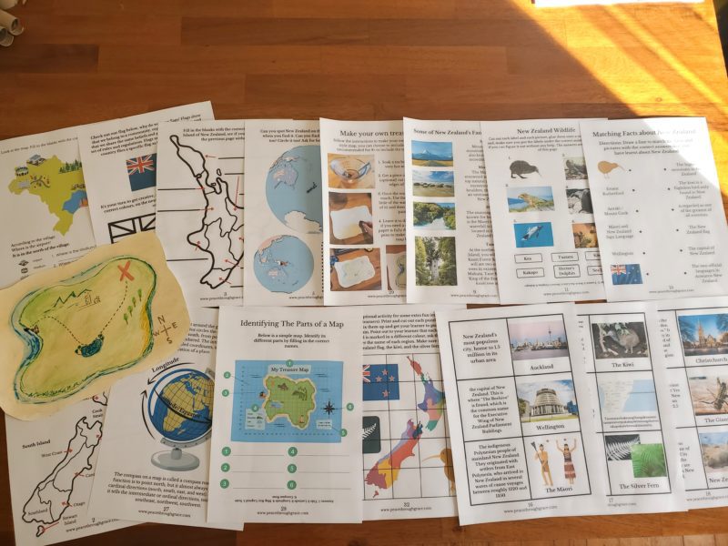 image of the pages included in the New Zealand Geography Learning Study Bundle