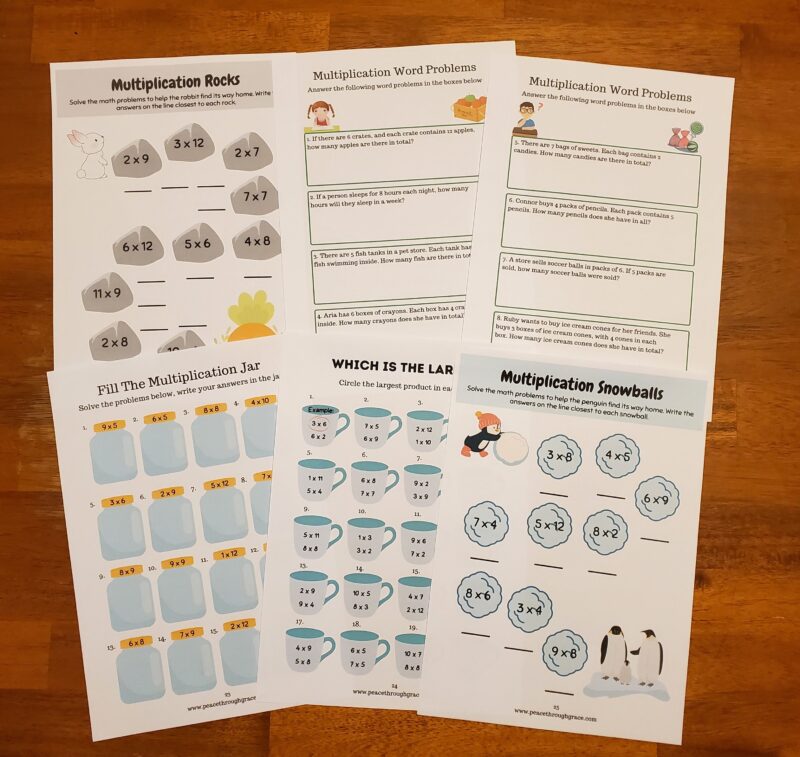 Fun games with multiplying. Includes word problems!