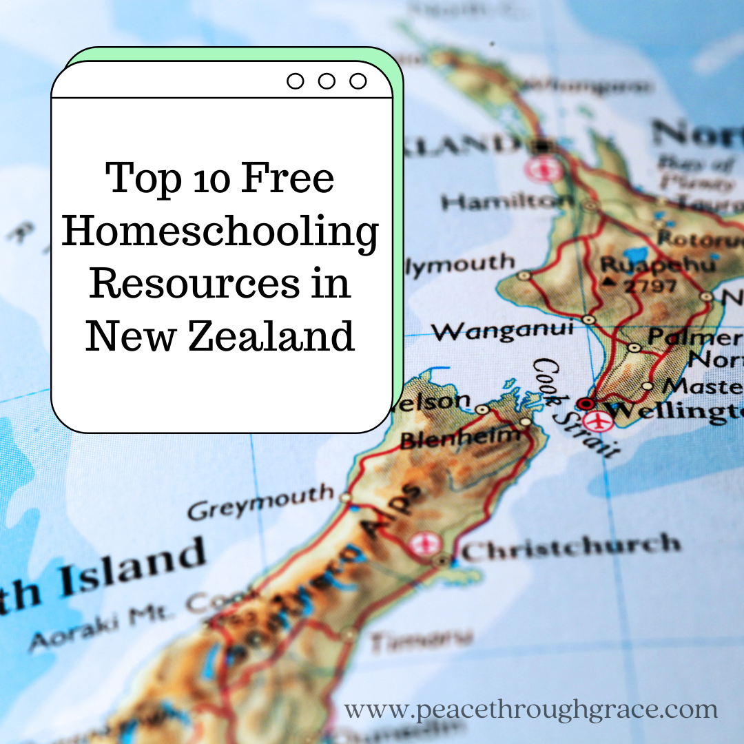 top 10 free homeschooling resources in New Zealand - blog photo featuring new zealand on a map with regions named